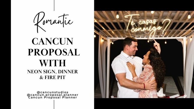 Read more about the article Romantic Proposal in Cancun with Firepit and Neon Sign