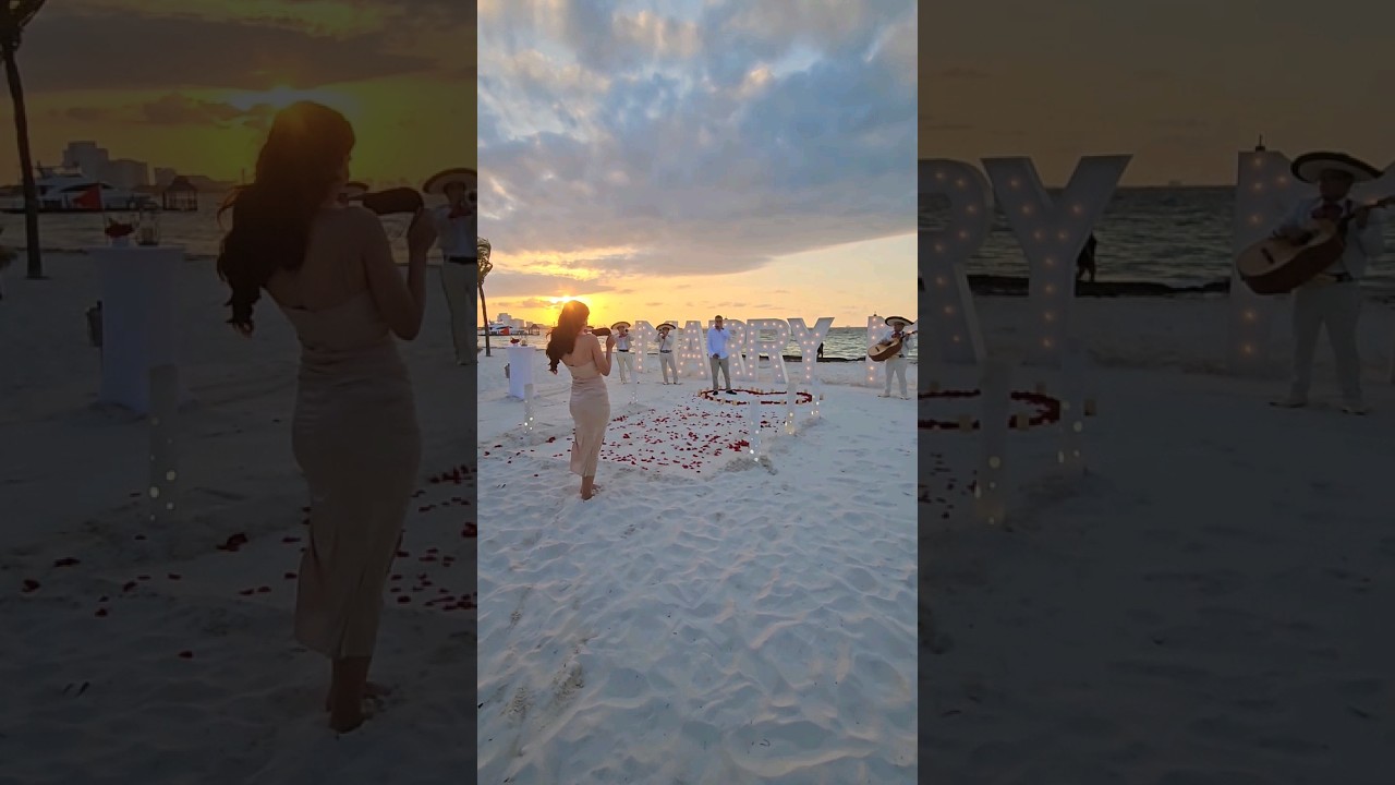 Read more about the article She took off the blindfold for a big surprise #cancunproposal #mariachi #proposalplanner #engag