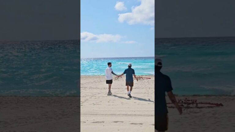 Read more about the article Watch the cute tug-a-war when he couldn’t believe what was happening! #cancunproposal