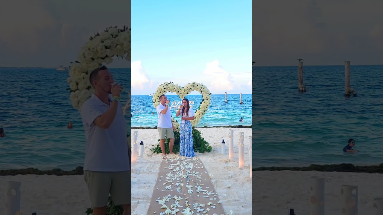 Read more about the article Surrounded with white roses, their love bloomed into a beautiful forever #cancunproposal #engagement