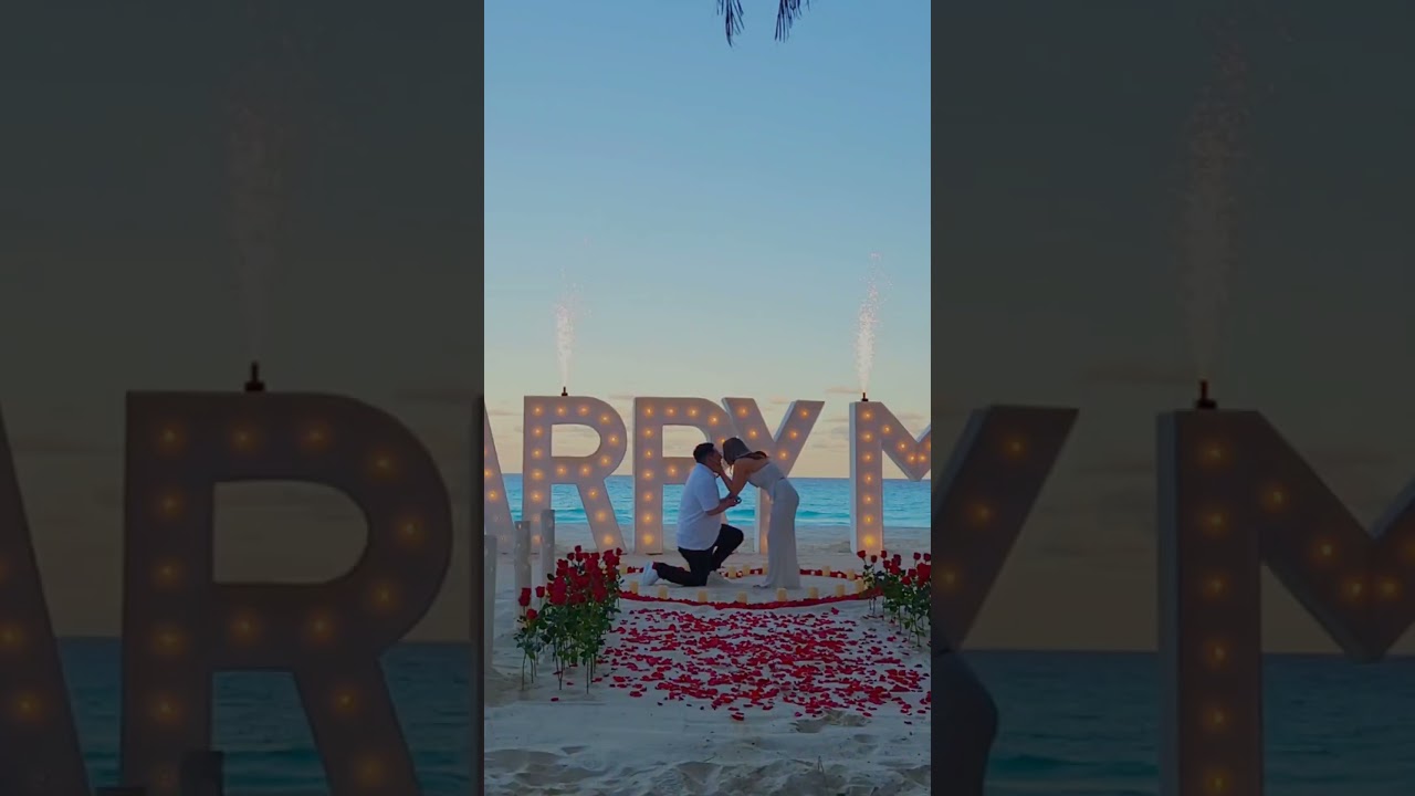 Read more about the article A big yes for the big letters! #cancunproposal #engaged #shesaidyes #romantic #sunset #beach