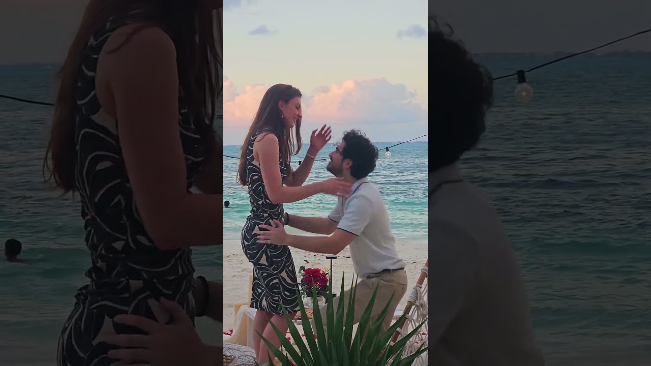 Read more about the article He surprised her with a picnic on the beach and video of their loved ones before proposing 💖✨