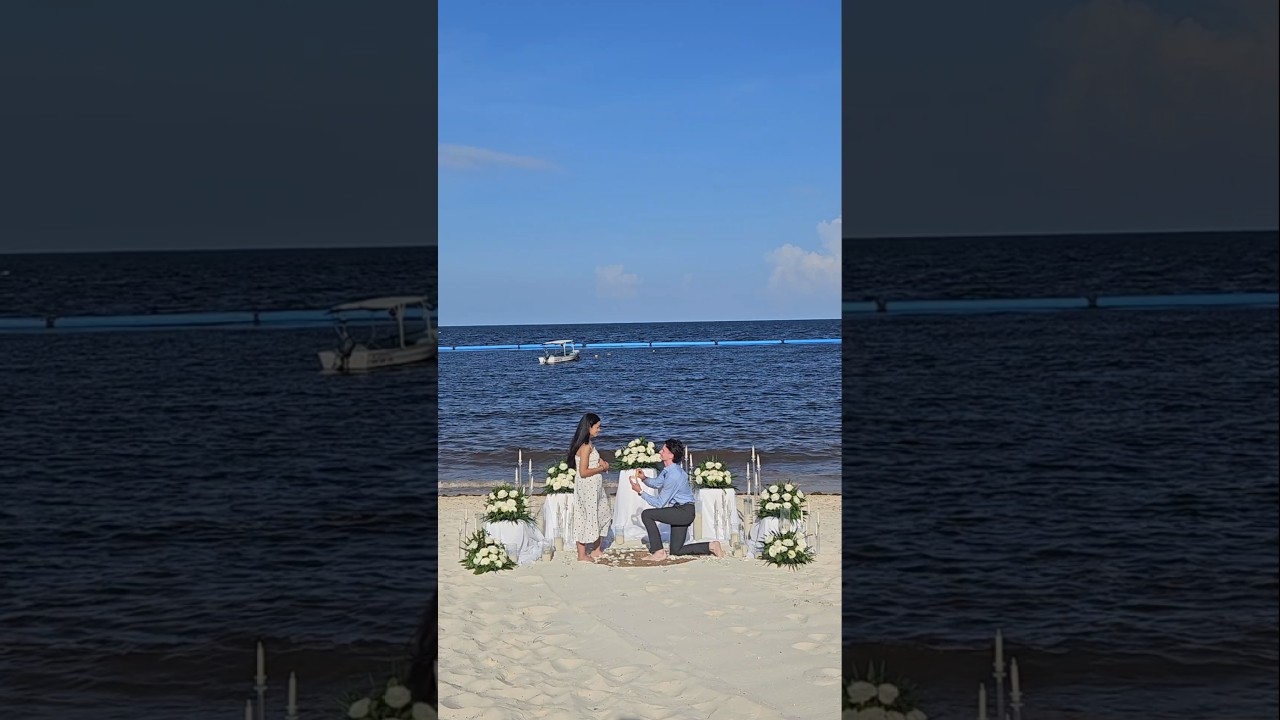 Read more about the article A special moment on the beach and a “YES” to remember forever. #cancunproposal #proposalplanner